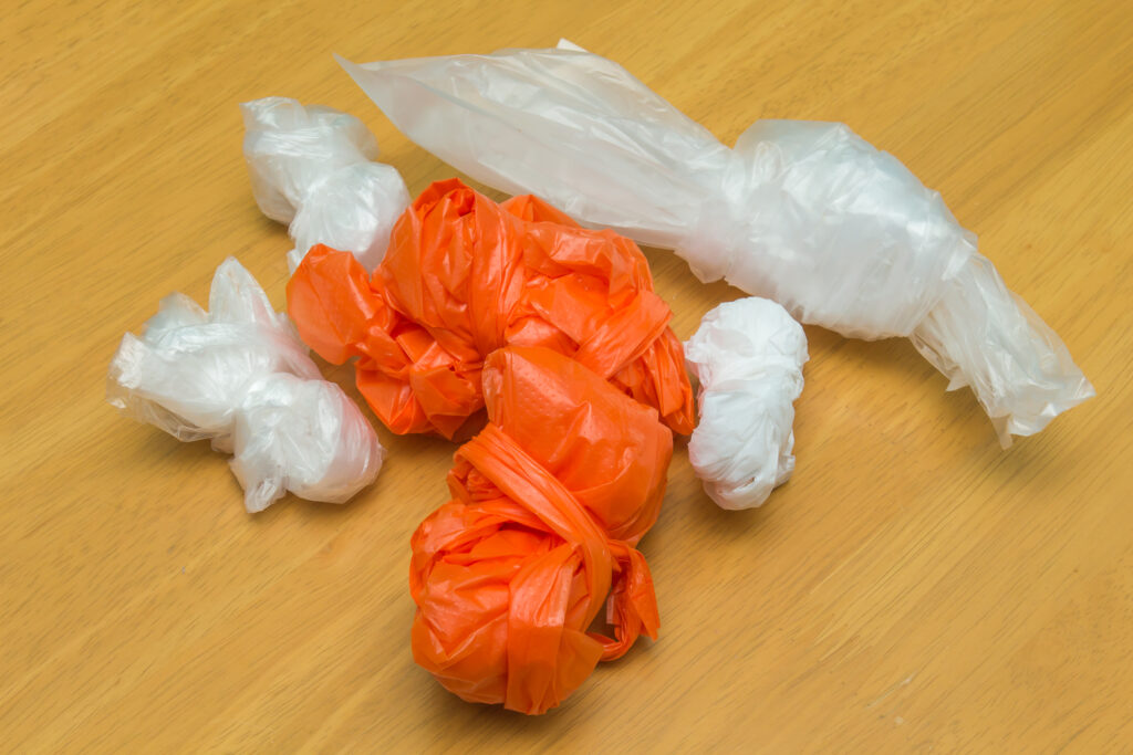 disposable plastic bags.